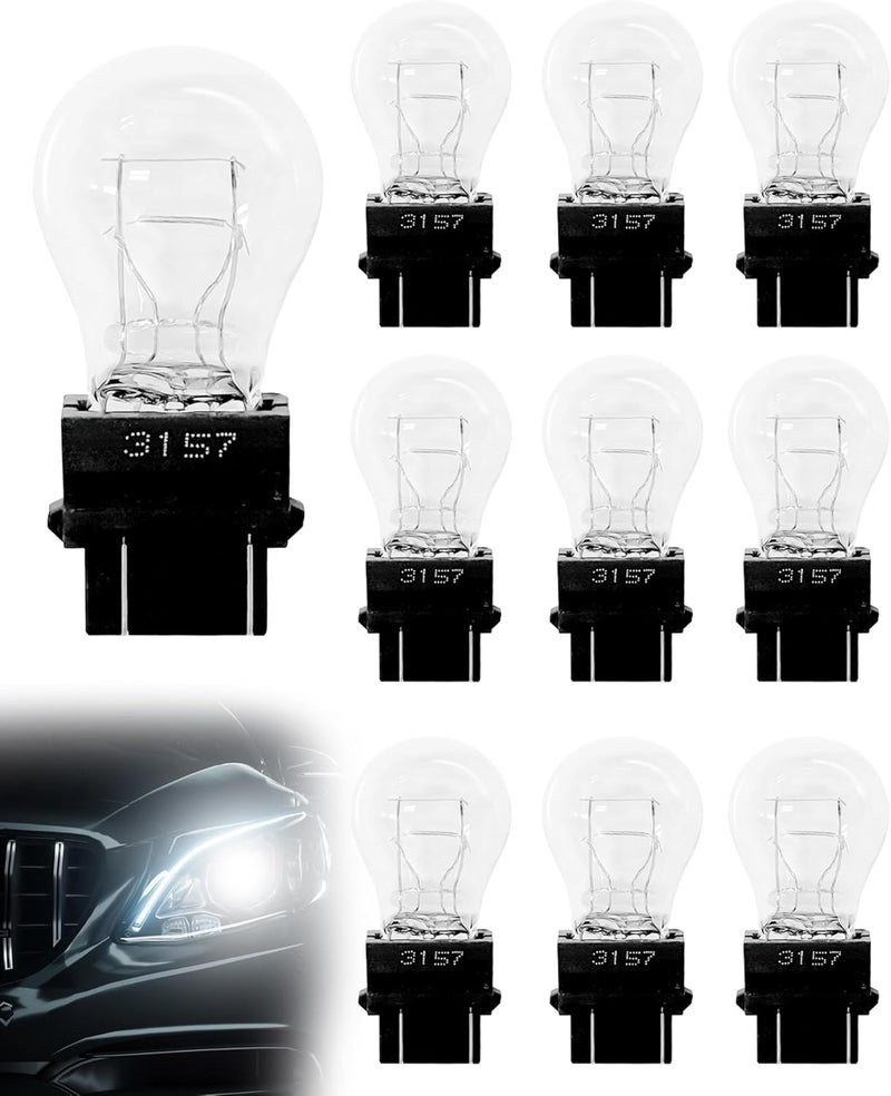 IWIWE 3157A (White) Auto Light Bulb 10 Pack – Compatible with 3047/3057/3157LL/3157K/3457/3757/4057/4157, for Cars/Trucks/SUVs (Brake/Tail/Side Marker/Turn Signal Lights) - Image 1